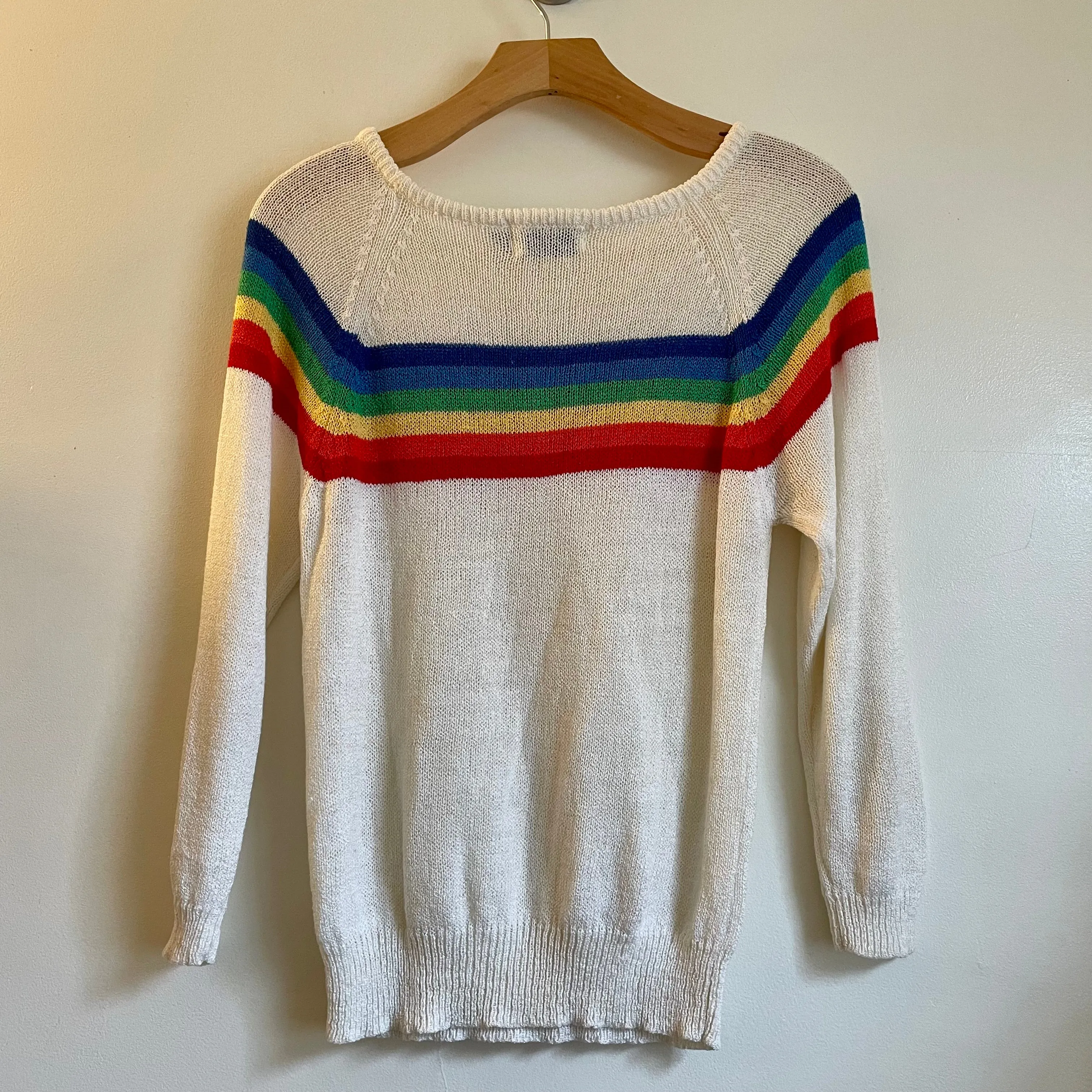 Vintage 70s 80s Rainbow Striped Sweater by Via L.A. // size medium