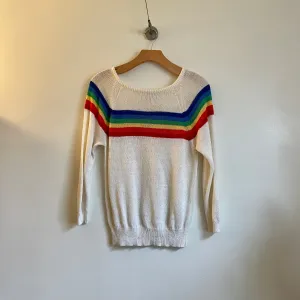Vintage 70s 80s Rainbow Striped Sweater by Via L.A. // size medium