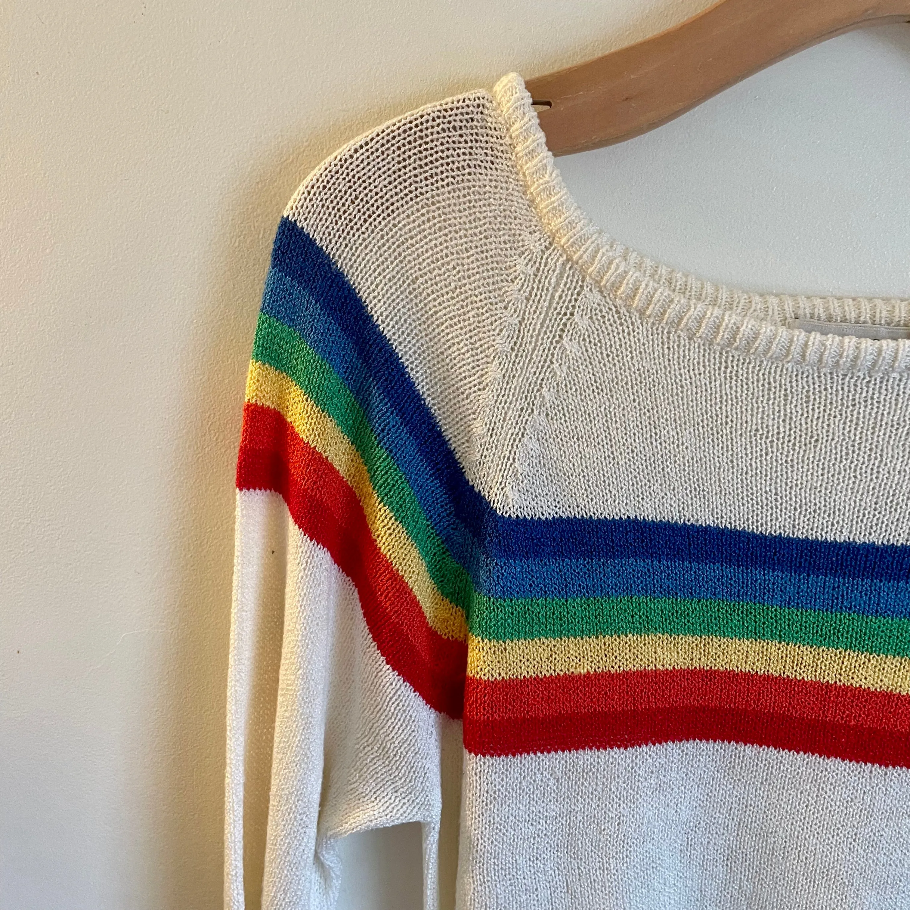 Vintage 70s 80s Rainbow Striped Sweater by Via L.A. // size medium