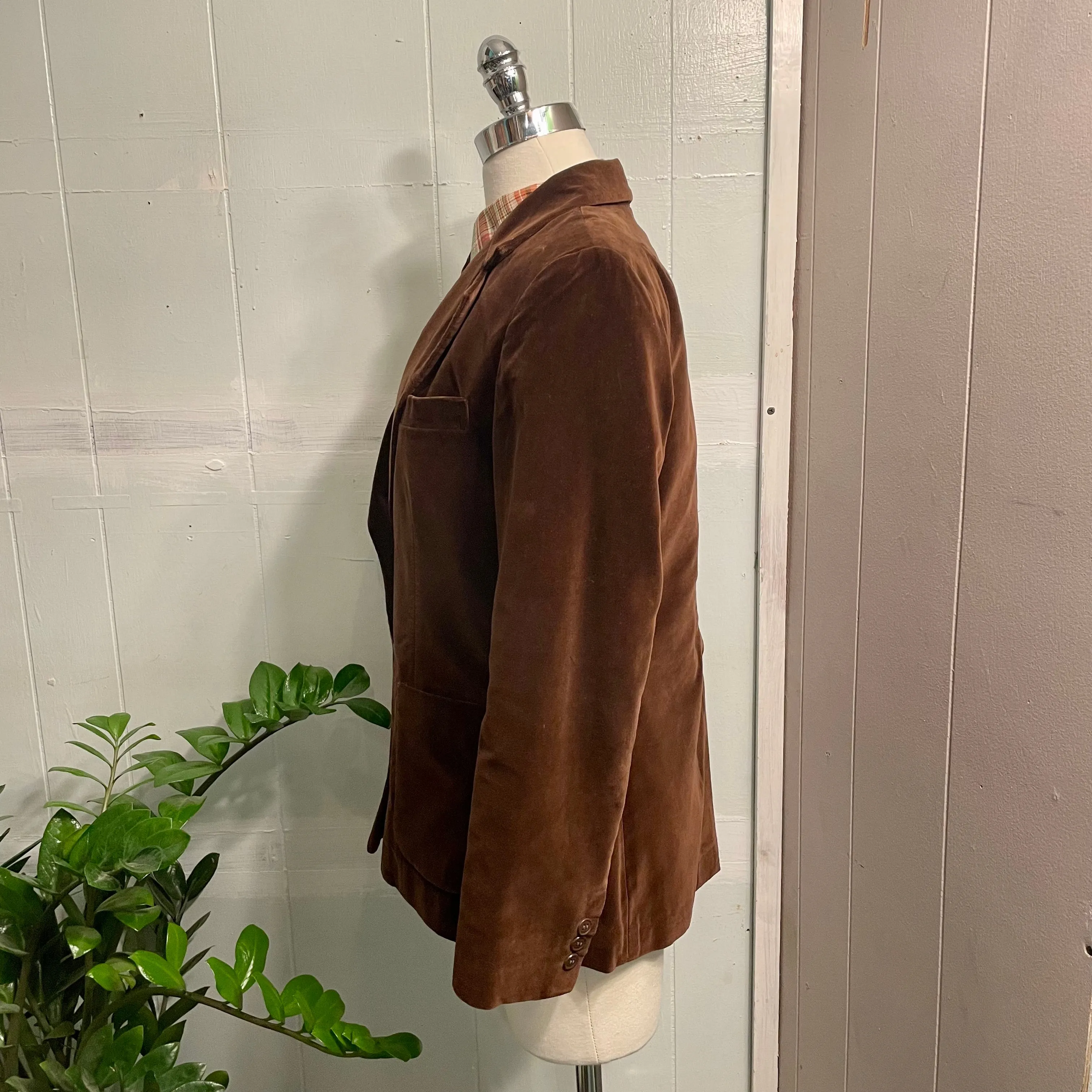 Vintage 70s 80s Wheel brown velvet blazer jacket // size 12 small medium (HT23121)