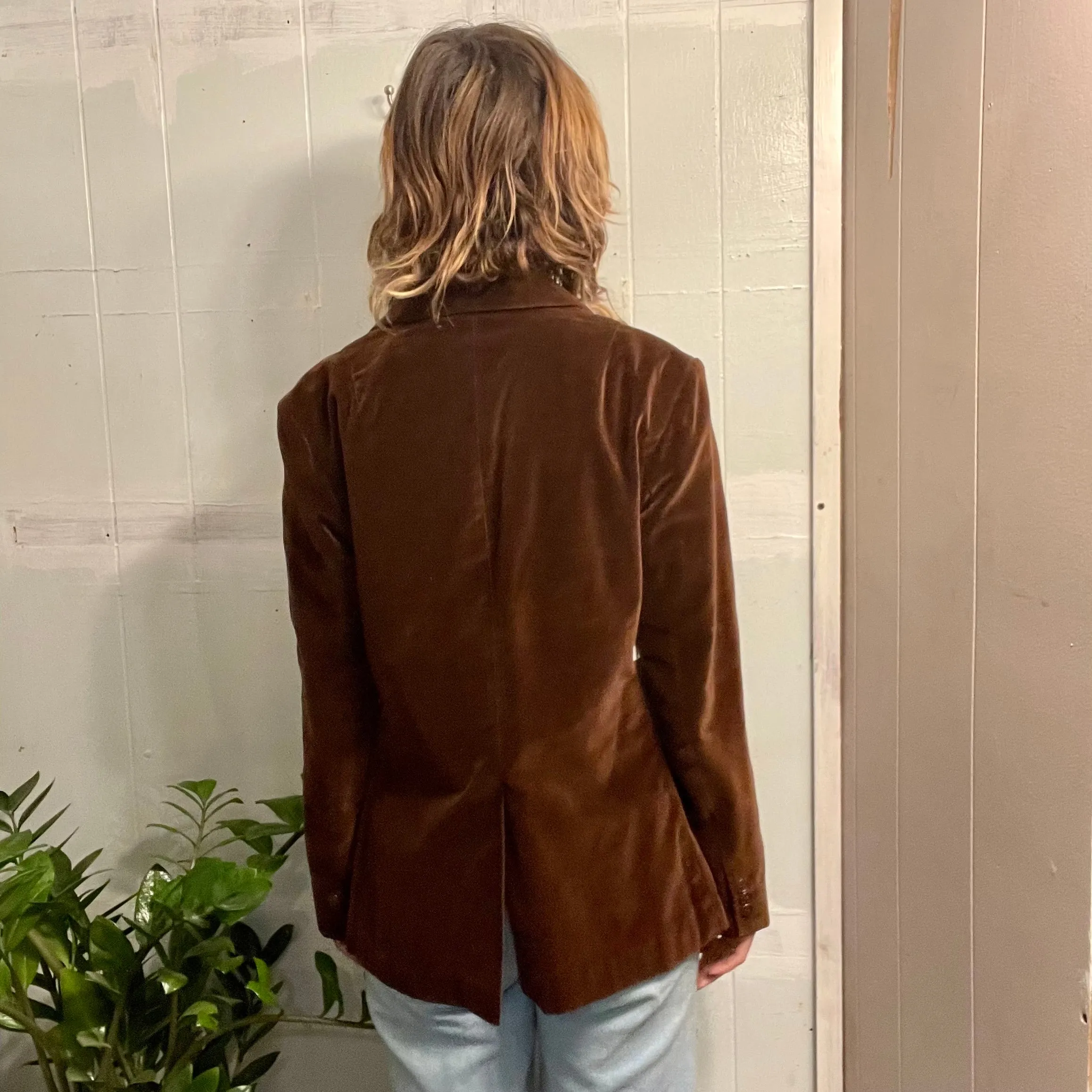 Vintage 70s 80s Wheel brown velvet blazer jacket // size 12 small medium (HT23121)