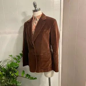 Vintage 70s 80s Wheel brown velvet blazer jacket // size 12 small medium (HT23121)