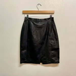 Vintage 80s 90s Amati black leather high waist skirt // size 9/10 // (ht22105)