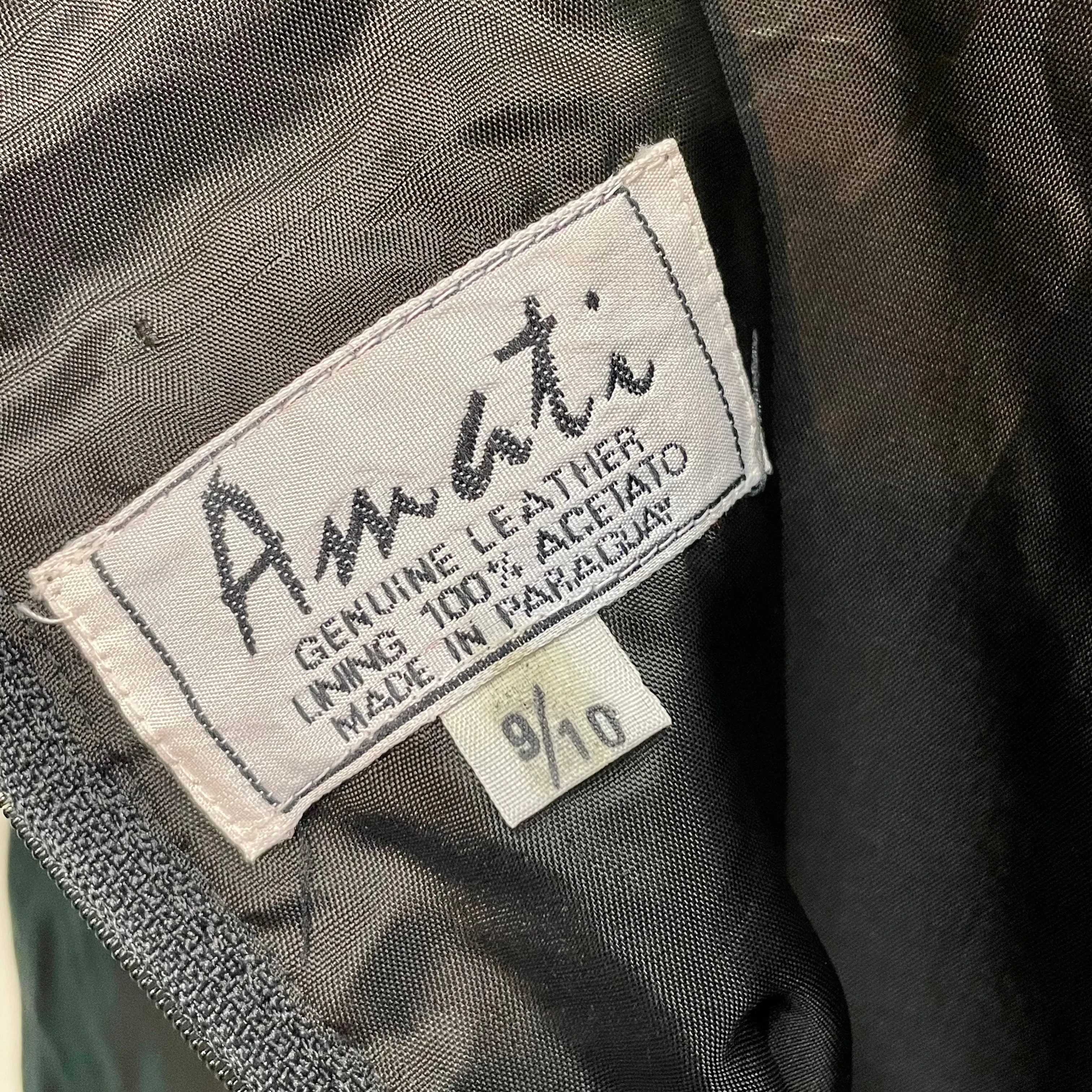 Vintage 80s 90s Amati black leather high waist skirt // size 9/10 // (ht22105)