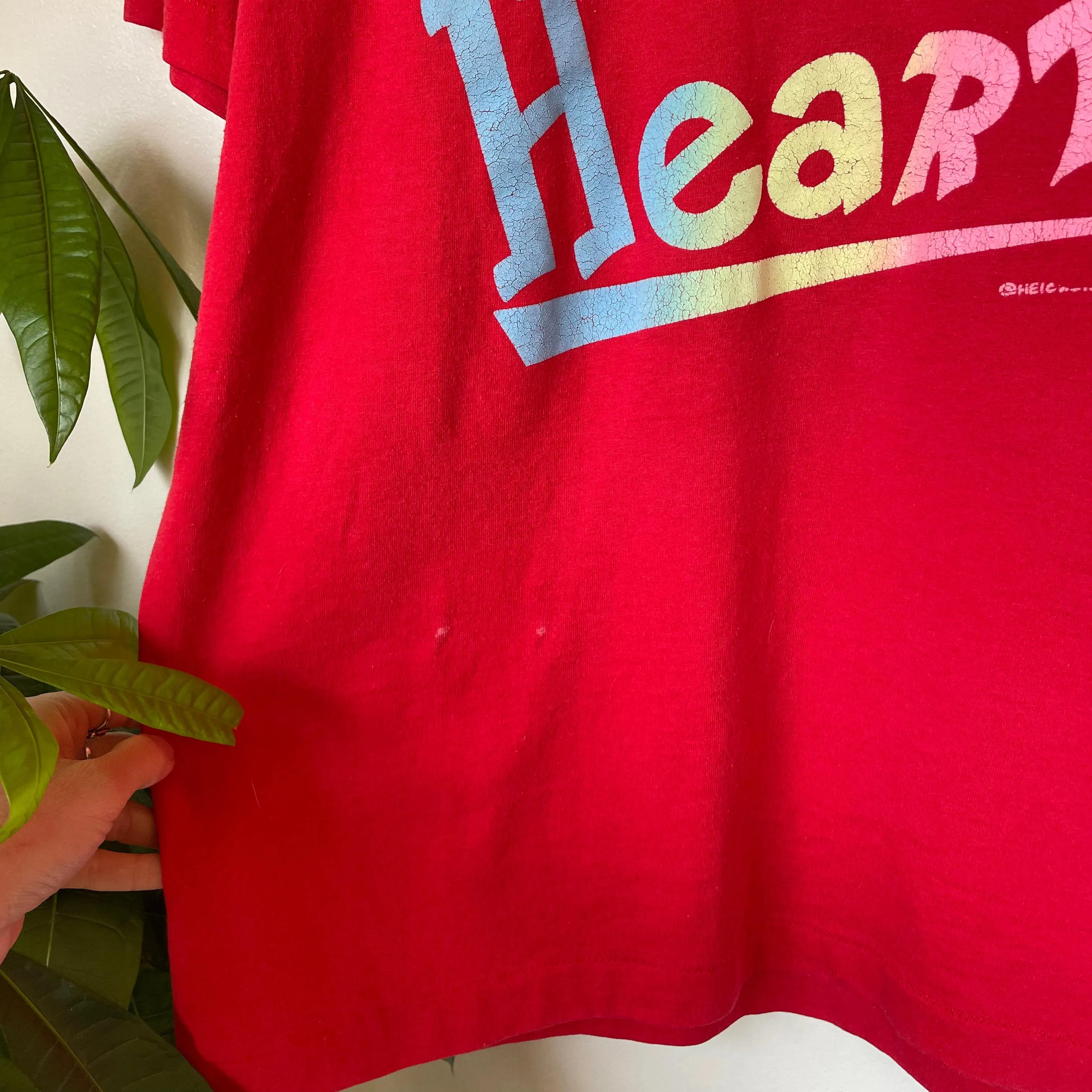 Vintage 80s 90s Red Achy Breaky Heart tee (ht2329)