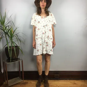 Vintage 90s floral ribbed button front romper