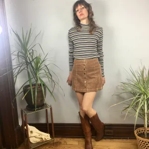 Vintage 90s Ribbed Striped mock neck pullover // size Large