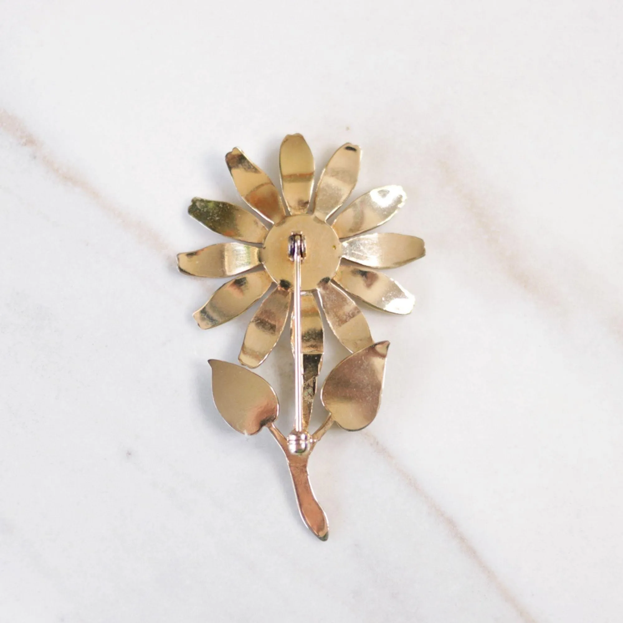 Vintage Accessocraft NYC White and Yellow Daisy Brooch
