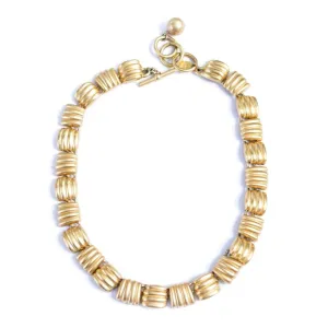 Vintage Anne Klein Couture Brushed Gold Tone Basketweave Square Link Necklace