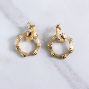 Vintage Bamboo Doorknocker Hoop Earrings