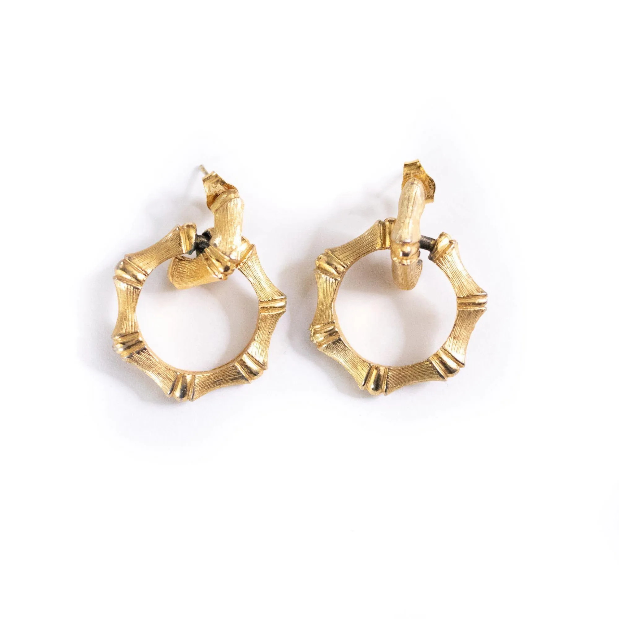 Vintage Bamboo Doorknocker Hoop Earrings