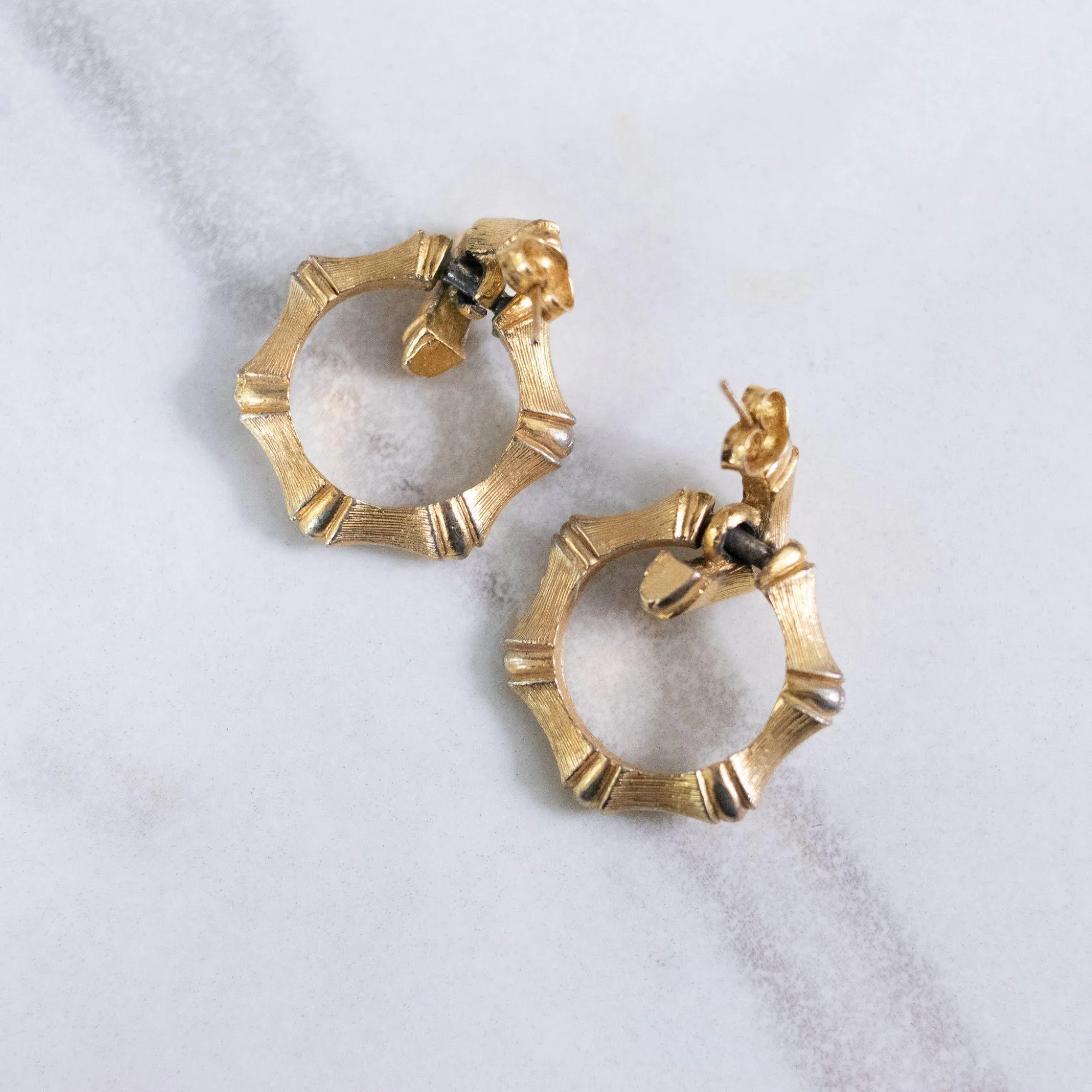 Vintage Bamboo Doorknocker Hoop Earrings