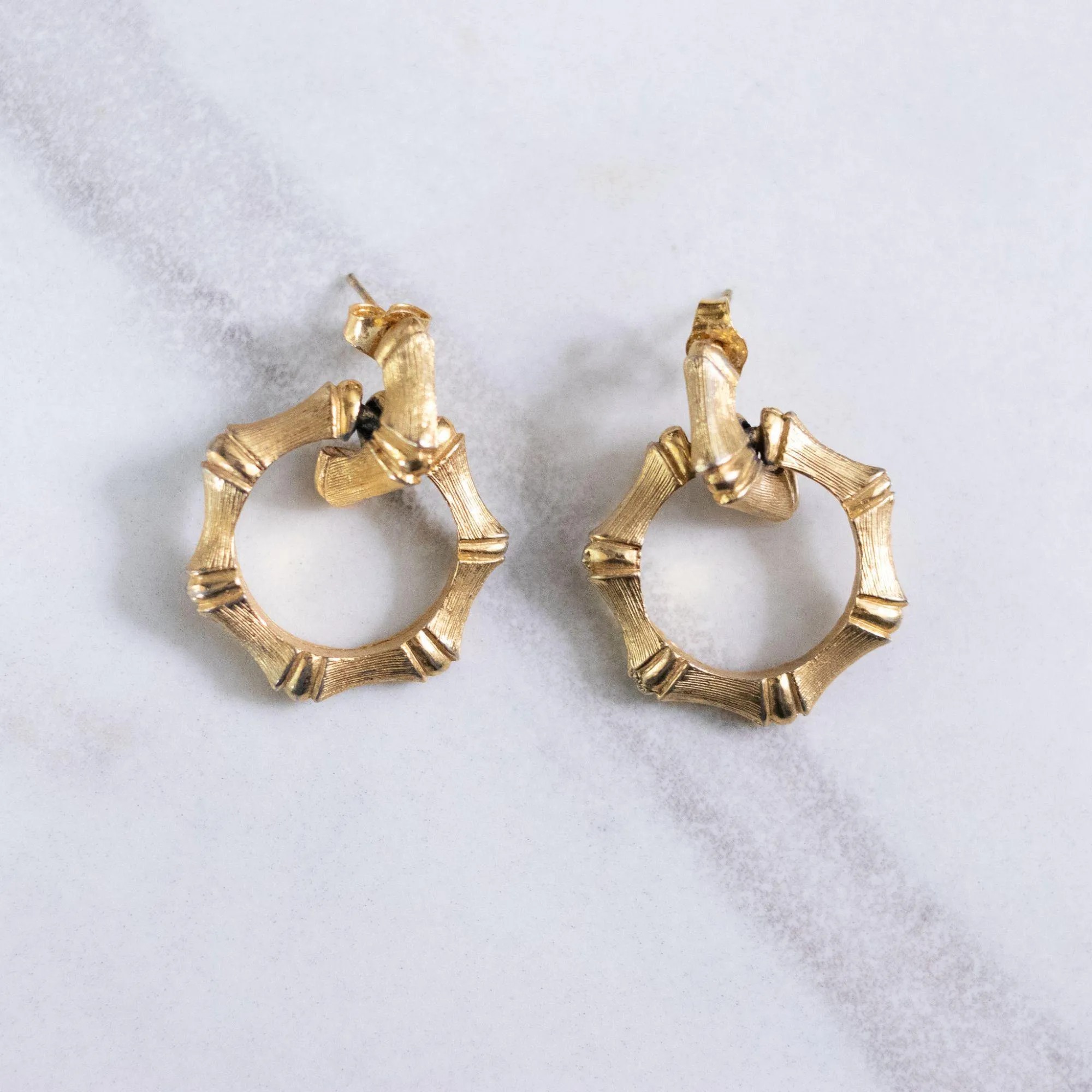 Vintage Bamboo Doorknocker Hoop Earrings