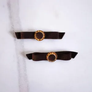 Vintage Brown Velvet with Amber Rhinestones Shoe Clips