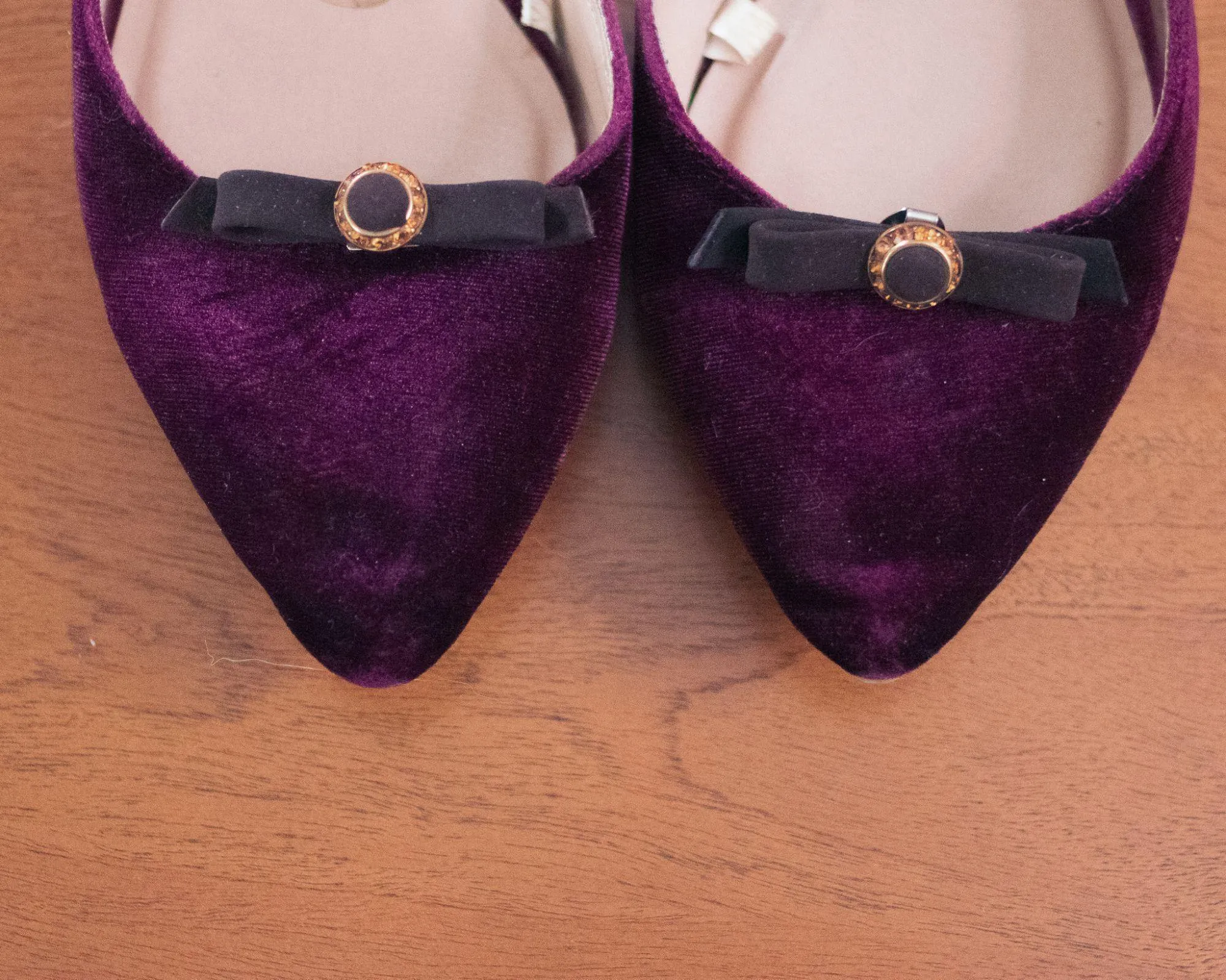 Vintage Brown Velvet with Amber Rhinestones Shoe Clips