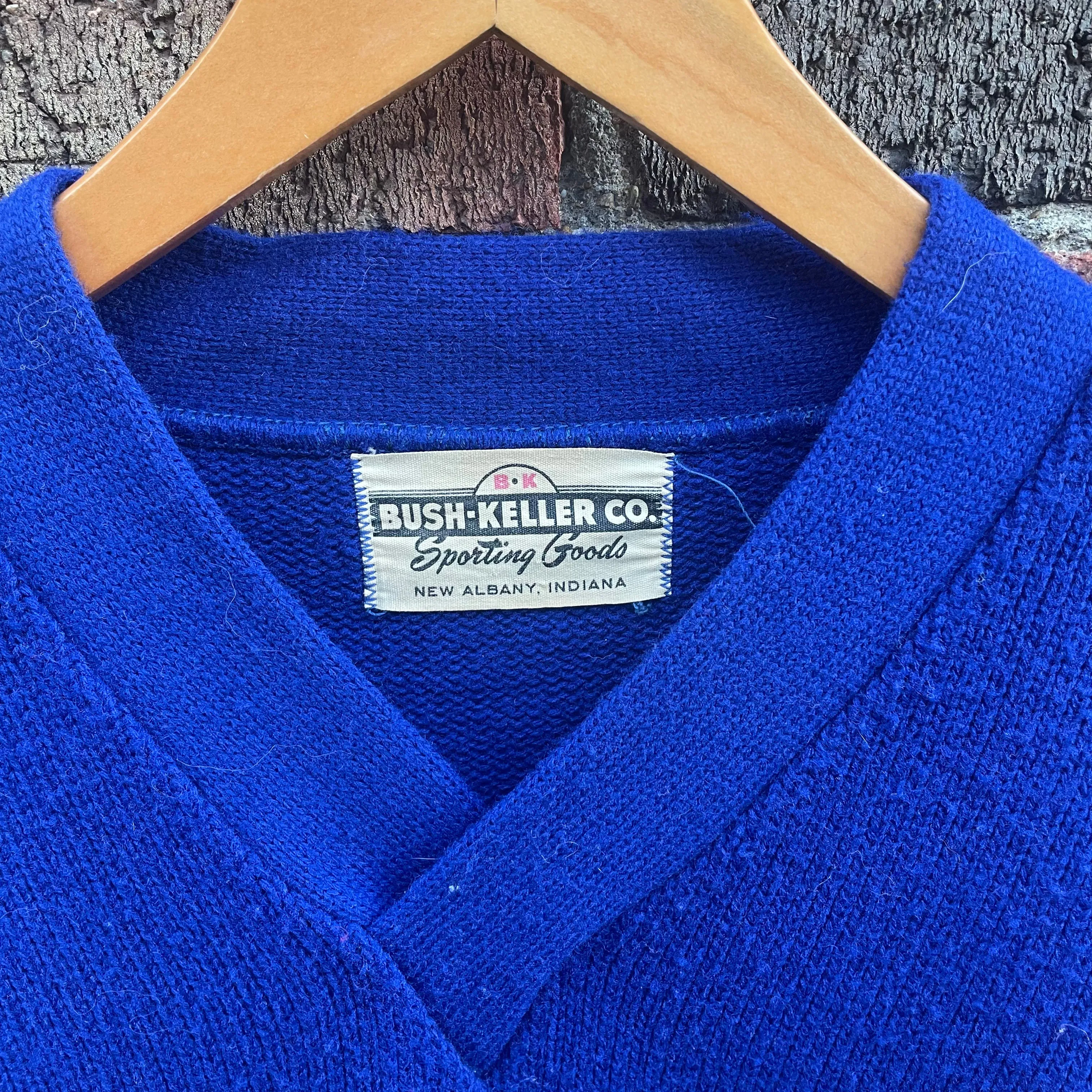 Vintage Bush Keller Royal Blue Varsity V-Neck award sweater // Sz 40 // (ht22109)