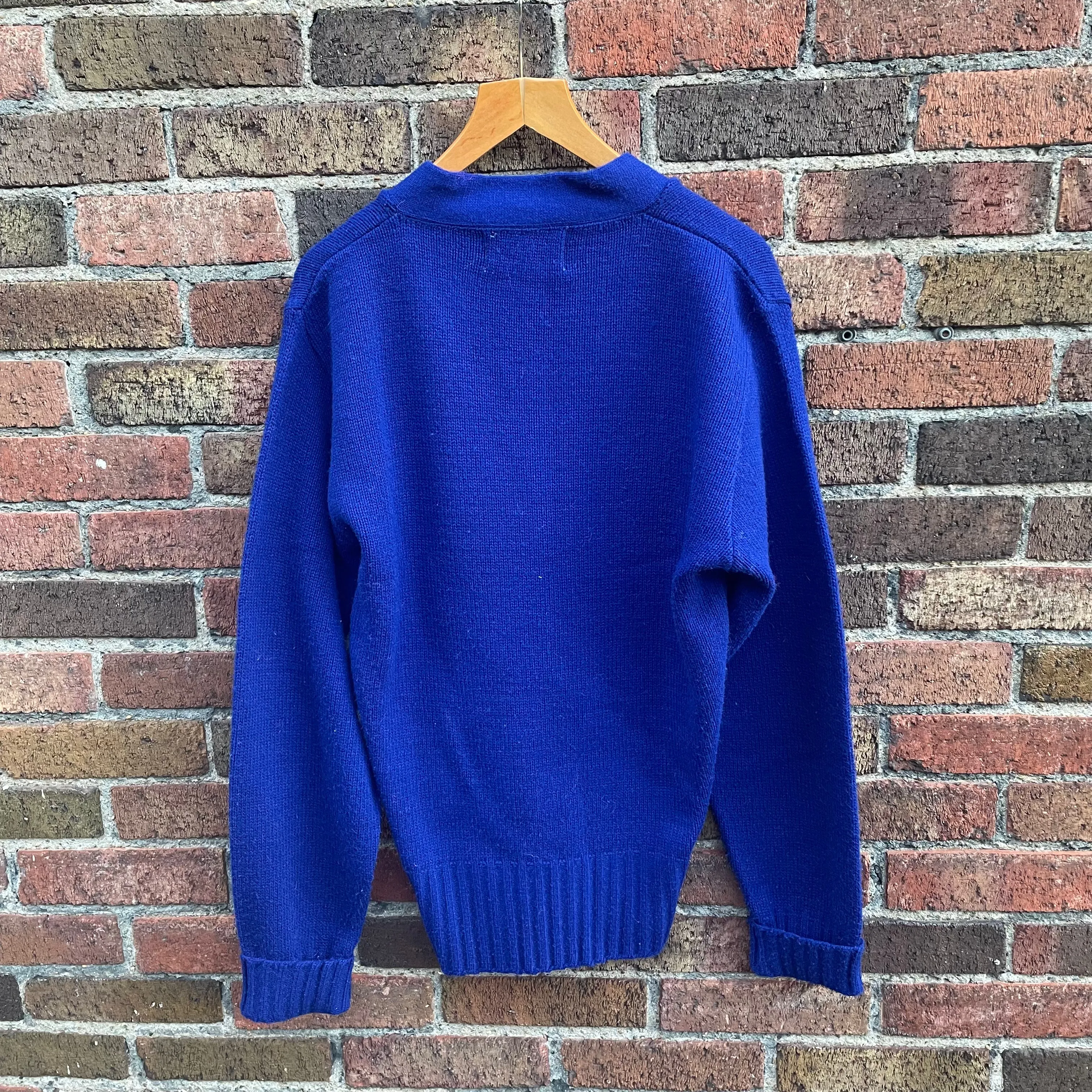 Vintage Bush Keller Royal Blue Varsity V-Neck award sweater // Sz 40 // (ht22109)