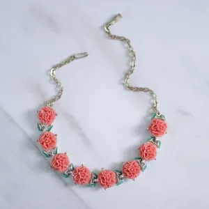Vintage Carved Coral Lucite Necklace