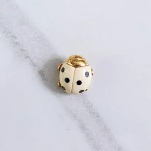 Vintage Crown Trifari Black and White Lady Bug Brooch