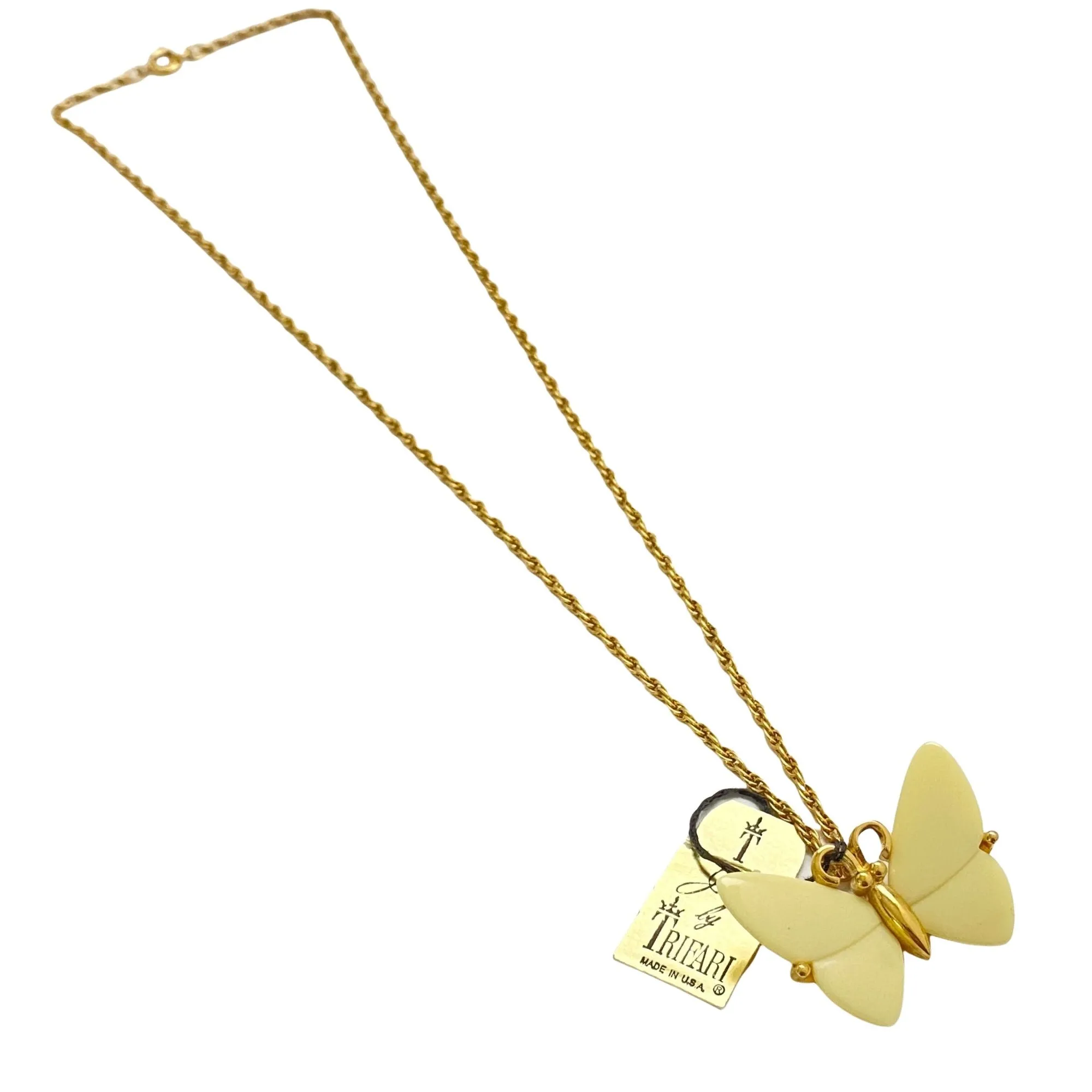 Vintage Crown Trifari Cream Butterfly Necklace