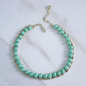 Vintage Crown Trifari Jade Glass Necklace