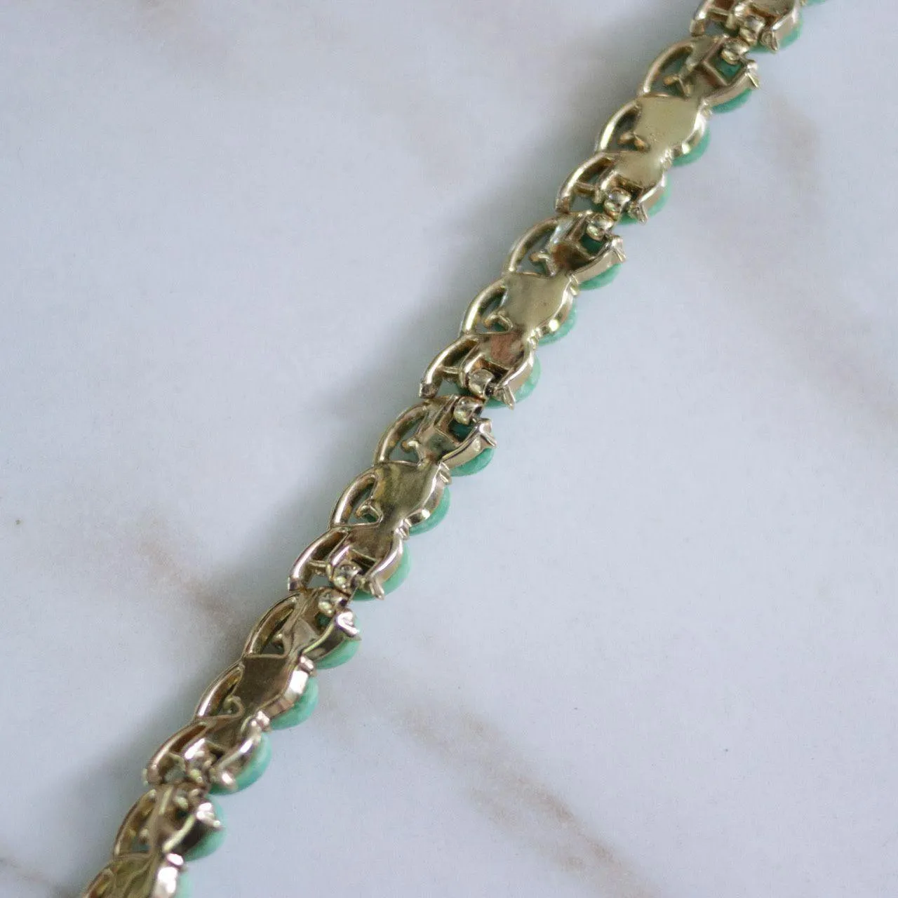 Vintage Crown Trifari Jade Glass Necklace