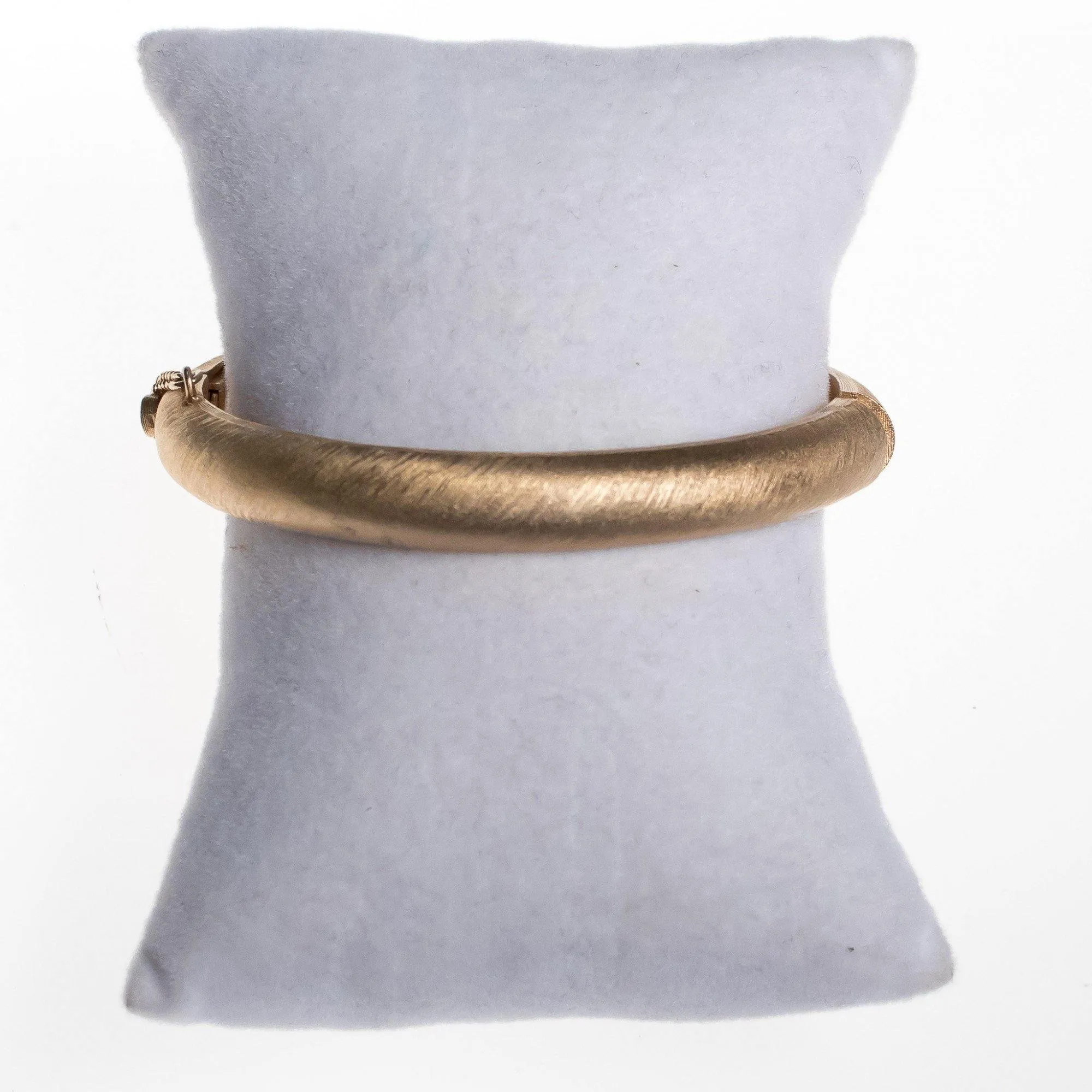 Vintage Crown Trifari Matte Gold Hinged Bangle Bracelet