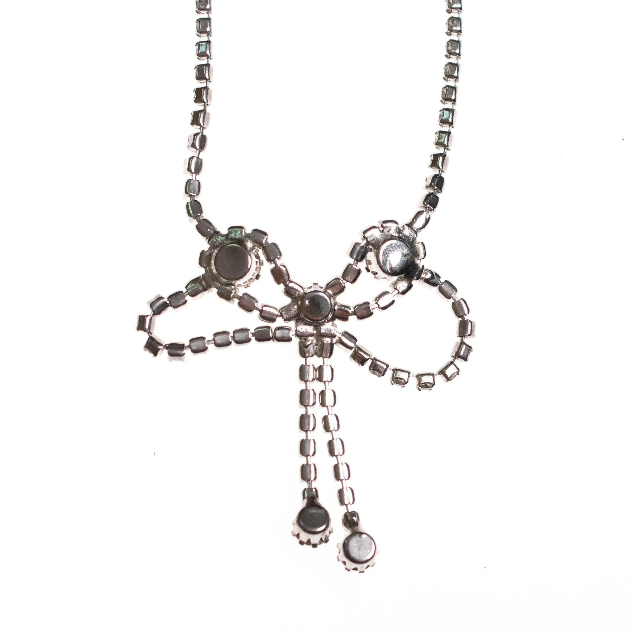 Vintage Diamante Crystal Bow Necklace
