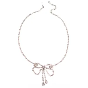 Vintage Diamante Crystal Bow Necklace