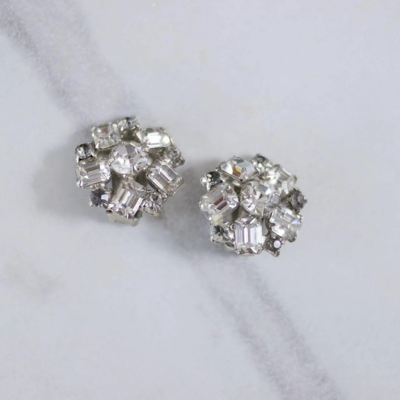 Vintage Diamante Rhinestone Statement Earrings