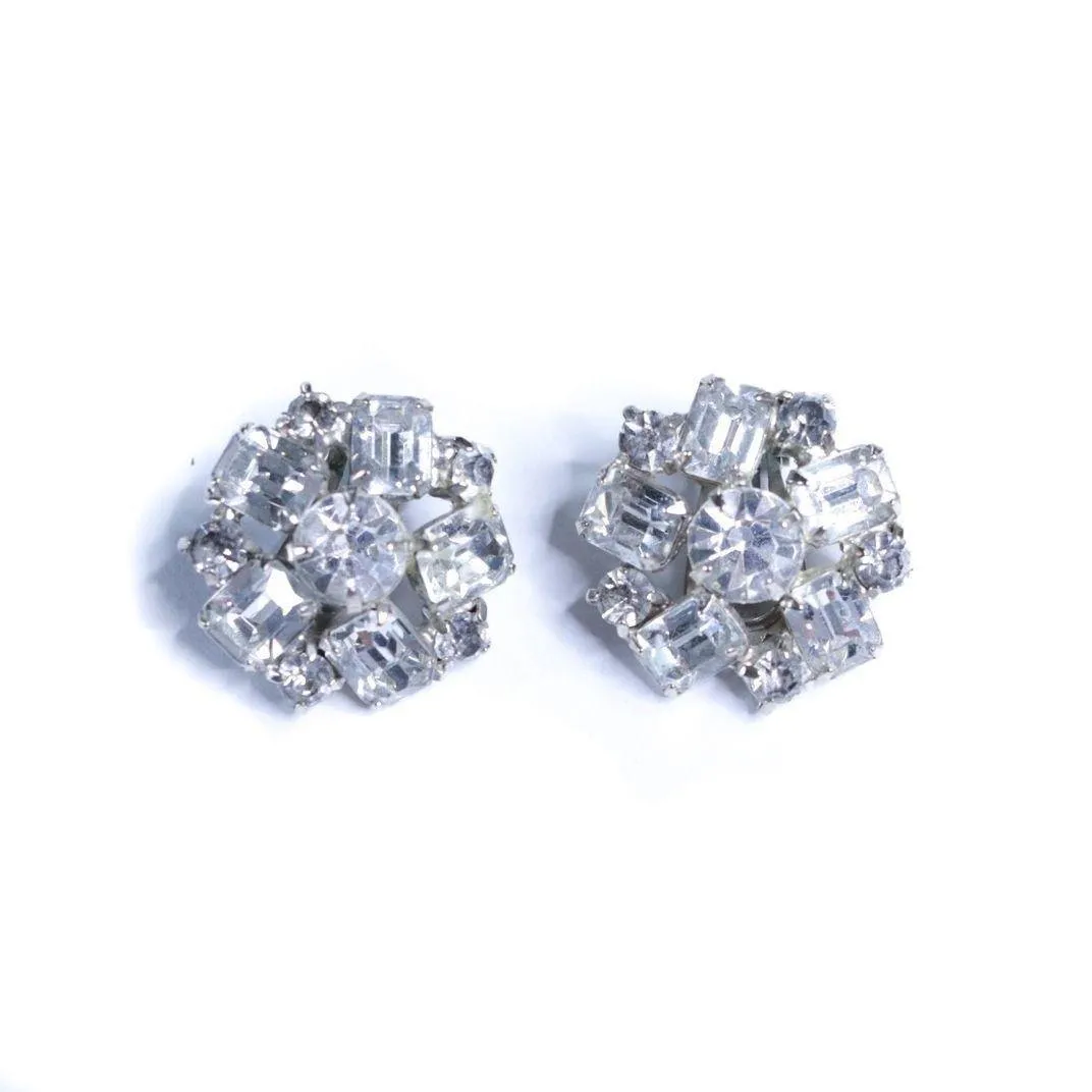 Vintage Diamante Rhinestone Statement Earrings