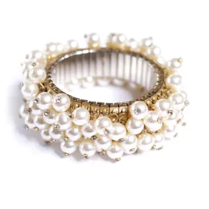 Vintage Faux Pearl with Rhinestones Cha Cha Bracelet