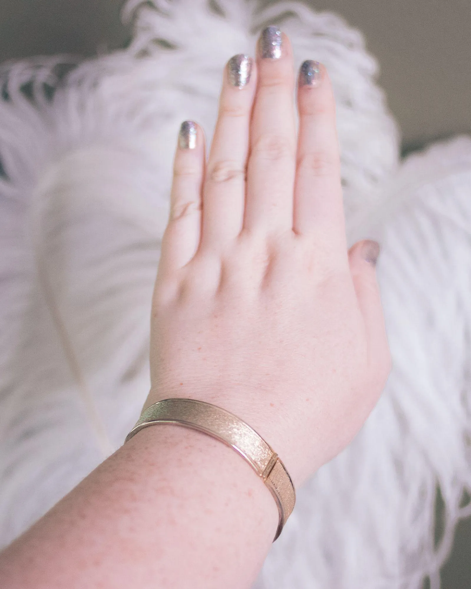 Vintage Gold Brushed Tone Hinged Bangle Bracelet