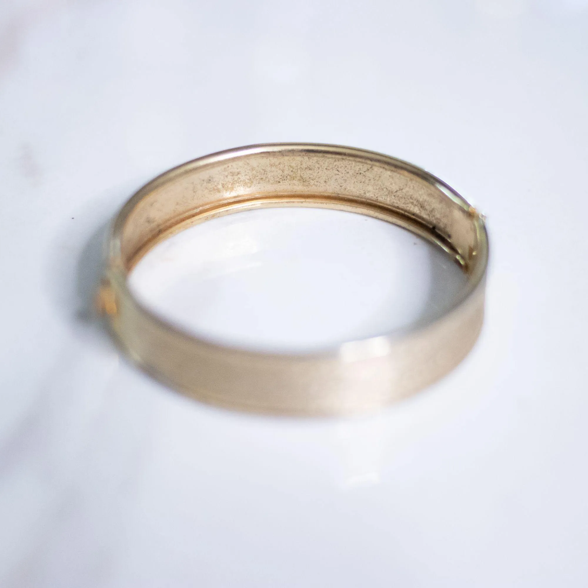 Vintage Gold Brushed Tone Hinged Bangle Bracelet