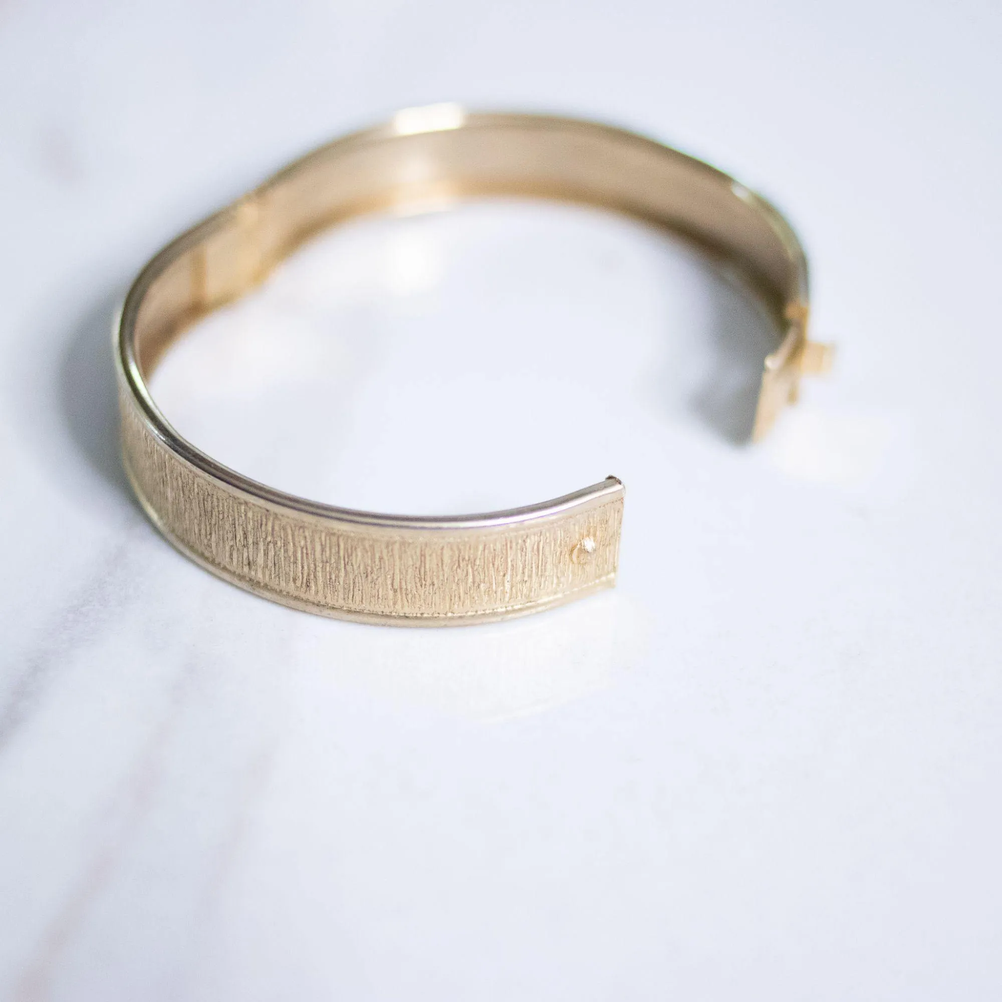 Vintage Gold Brushed Tone Hinged Bangle Bracelet