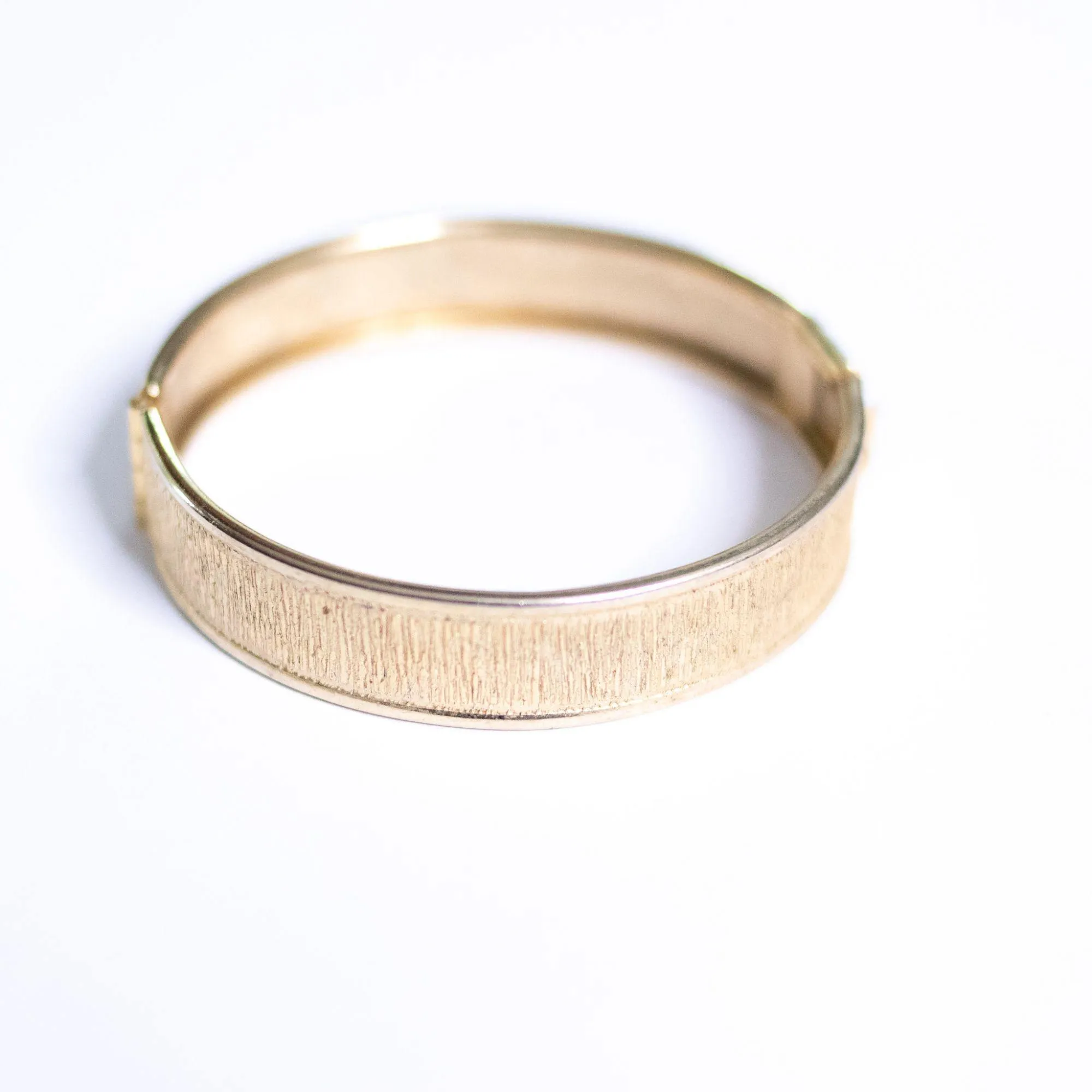 Vintage Gold Brushed Tone Hinged Bangle Bracelet