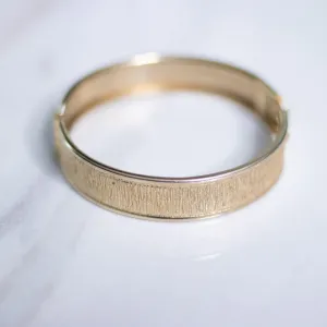 Vintage Gold Brushed Tone Hinged Bangle Bracelet