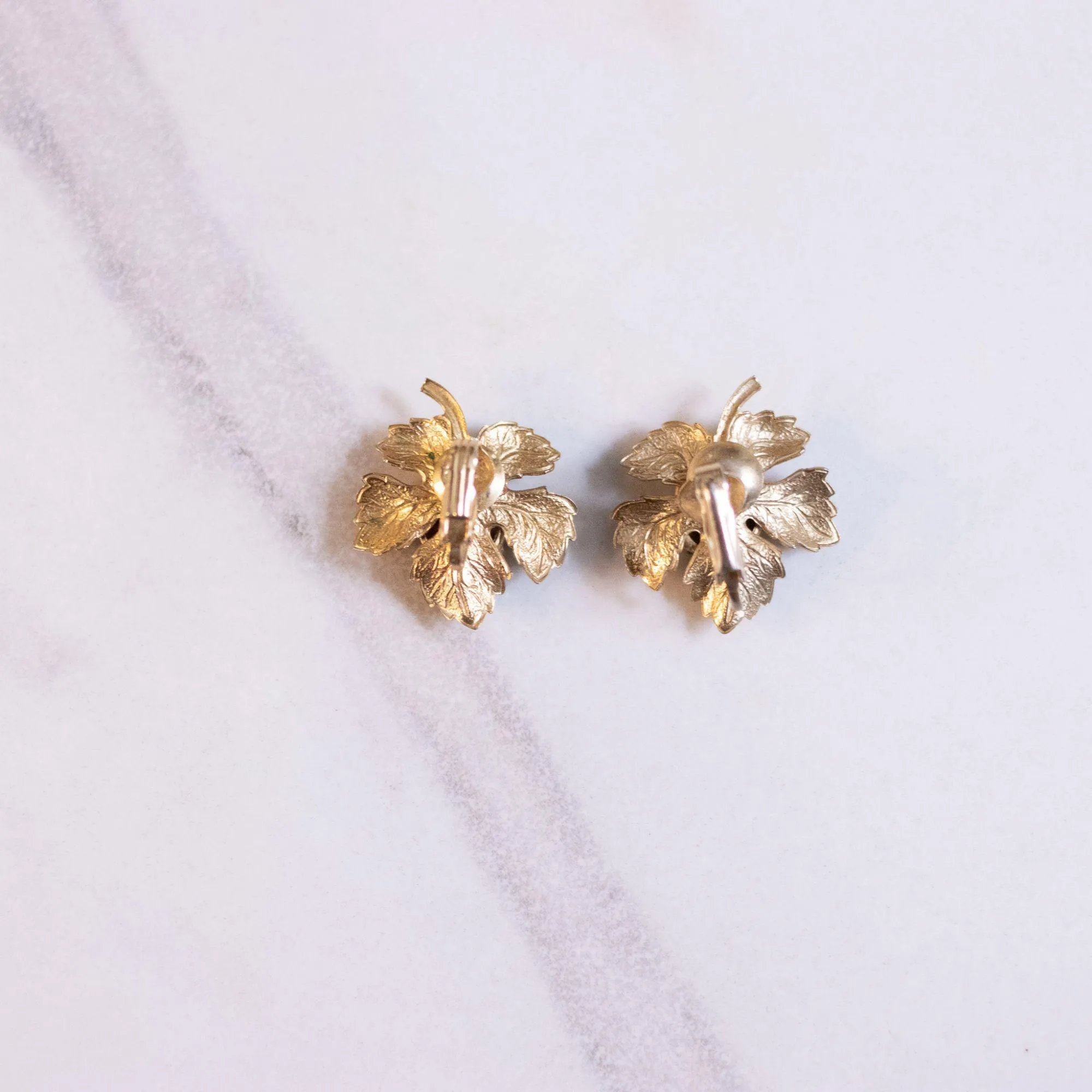 Vintage Gold Leaf with Goldstone Earrings