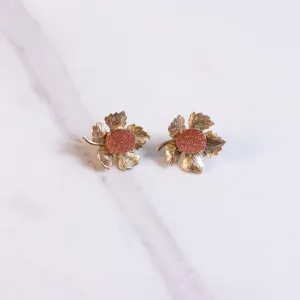 Vintage Gold Leaf with Goldstone Earrings