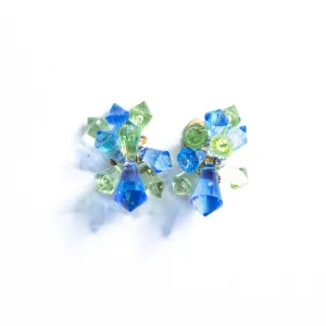 Vintage Green and Blue Lucite Prism Statement Earrings