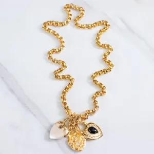 Vintage Joan Rivers Chunk Gold Chain Necklace with Heart Charms