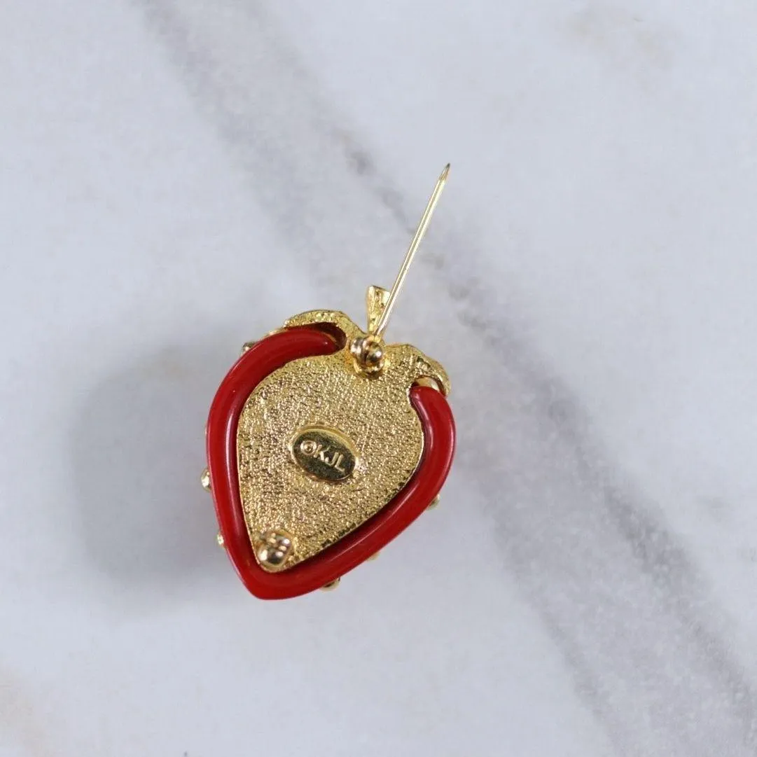 Vintage Kenneth Jay Lane Red Strawberry Brooch