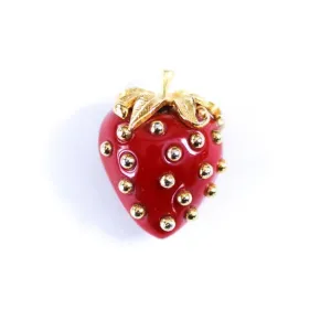 Vintage Kenneth Jay Lane Red Strawberry Brooch