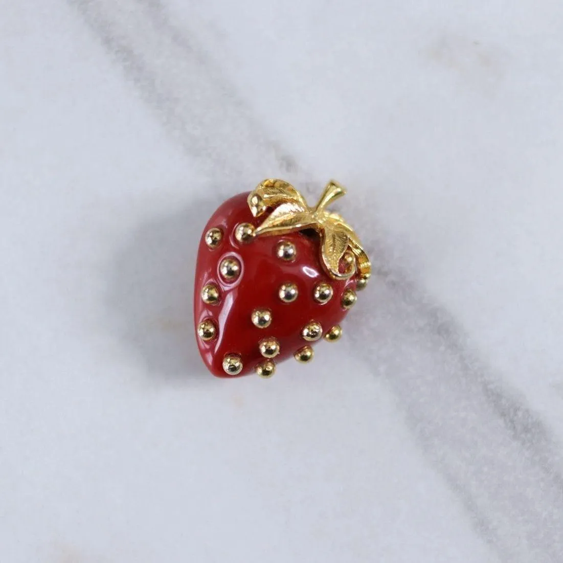 Vintage Kenneth Jay Lane Red Strawberry Brooch