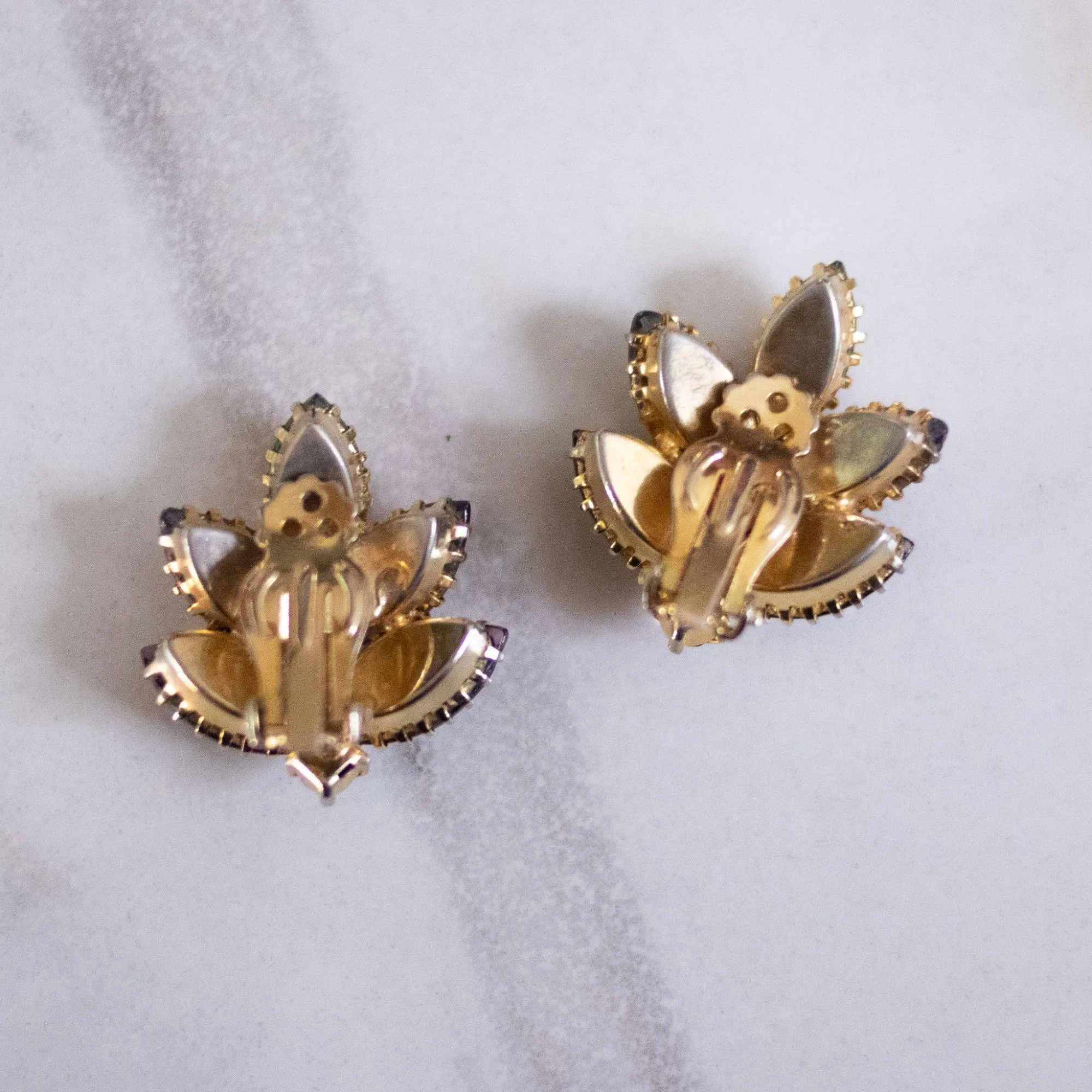 Vintage Light and Dark Purple Rhinestone Statement Earrings