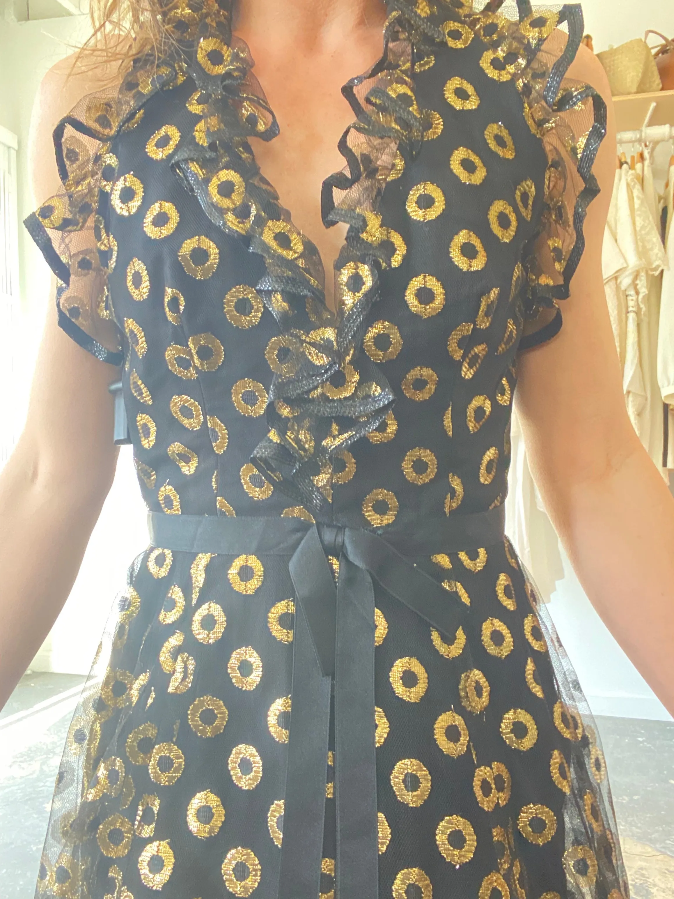 Vintage Malcolm Starr Black and Gold Cocktail Dress