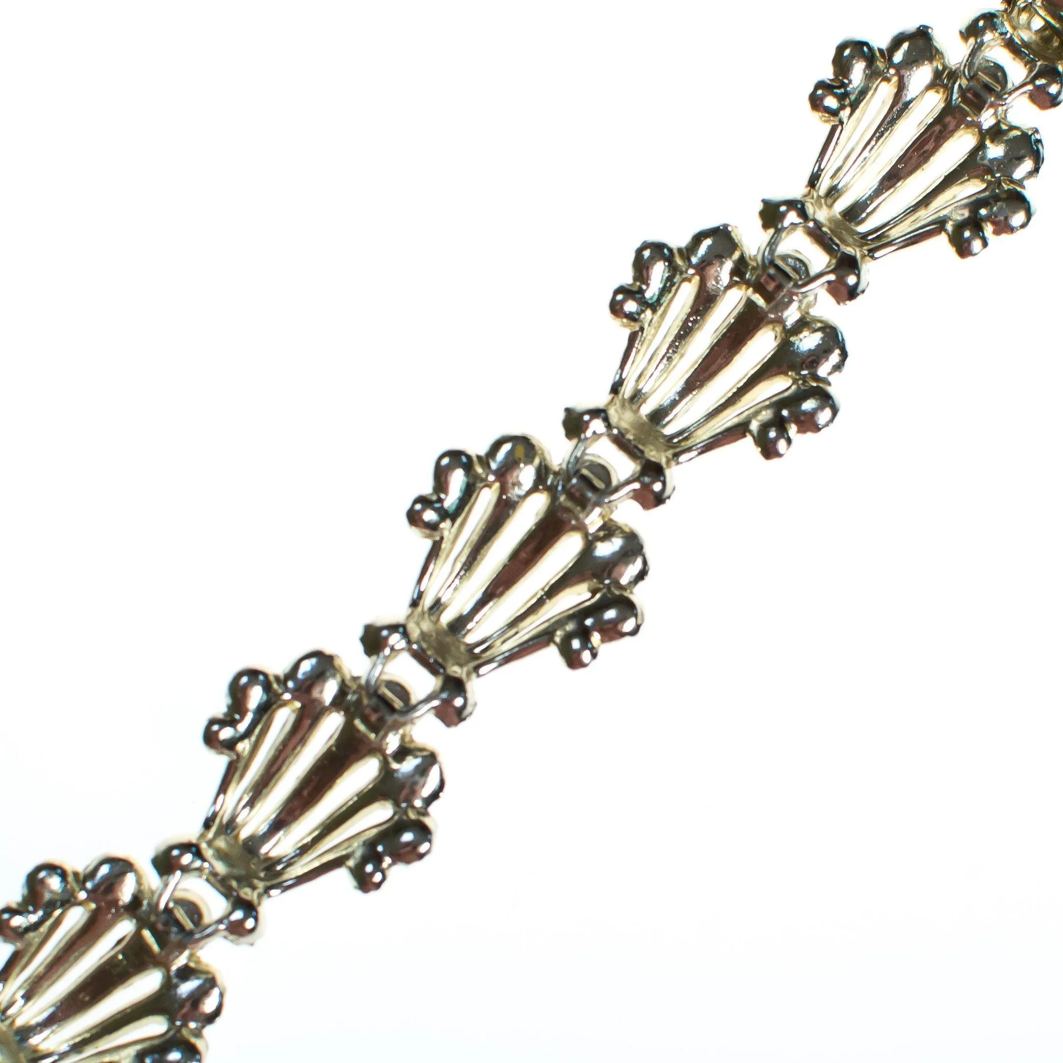 Vintage Mid Century Modern  Pale Gold Tone Curved Fan Link Bracelet