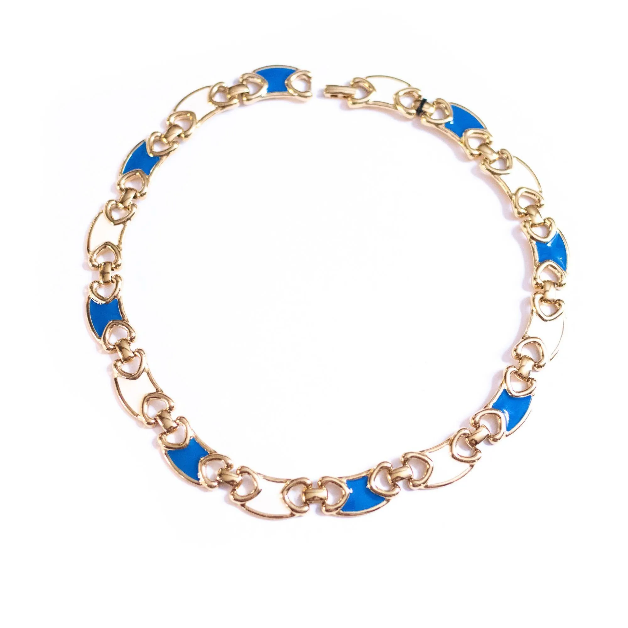Vintage Monet Gold and Blue Link Necklace