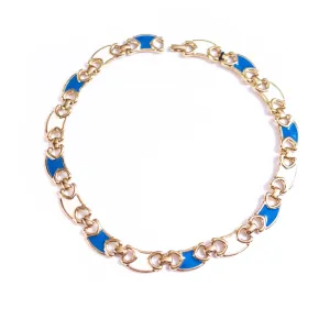 Vintage Monet Gold and Blue Link Necklace
