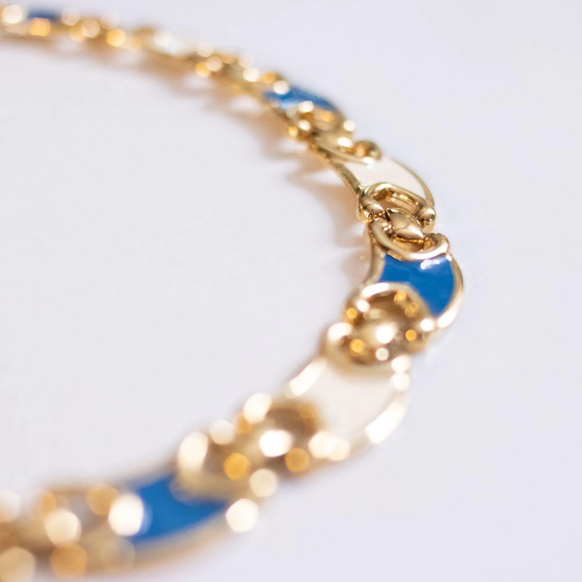 Vintage Monet Gold and Blue Link Necklace